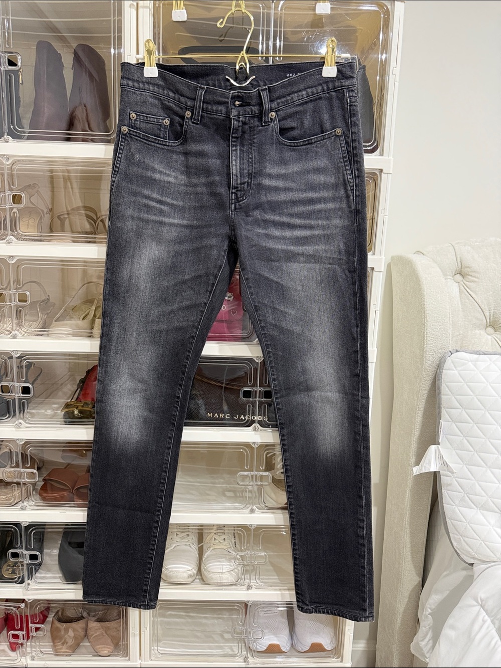 Saint Laurent Black Washed Slim Straight Jeans